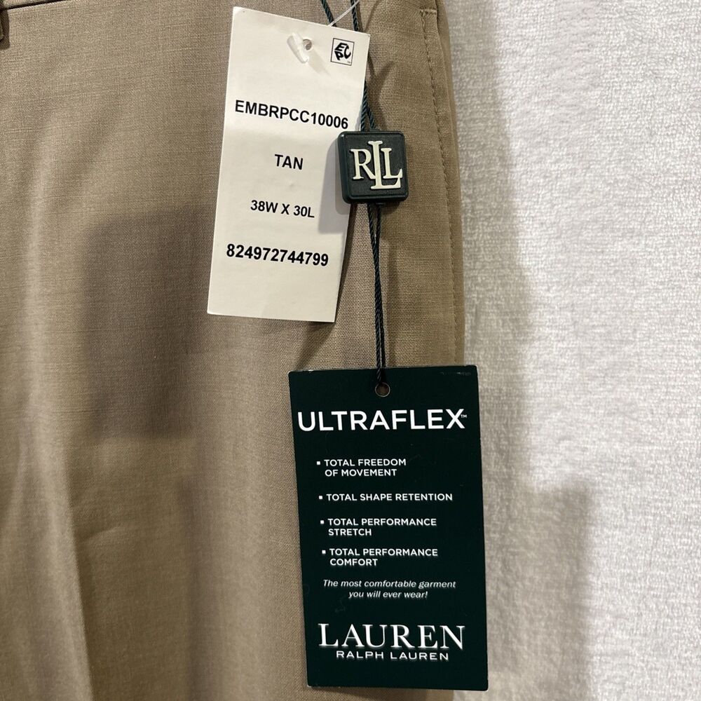 Lauren Ralph Lauren High Performance Wool Ultraflex Dress Pants Tan 38x30 NWT - Picture 8 of 10